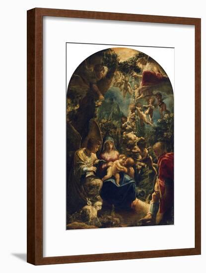 The Holy Family with Angels and John the Baptist, about 1599-Adam Elsheimer-Framed Giclee Print