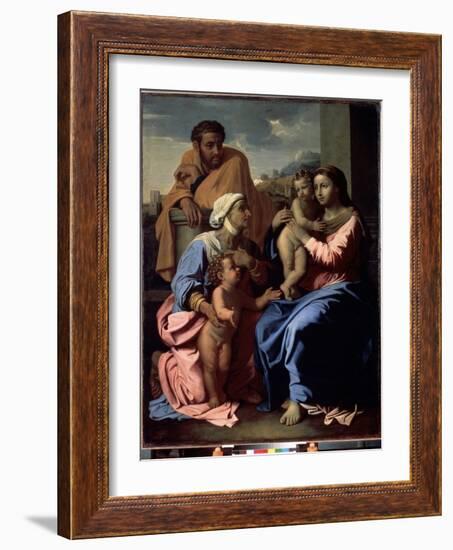 The Holy Family with John the Baptist and Saint Elizabeth, 1655-Nicolas Poussin-Framed Giclee Print