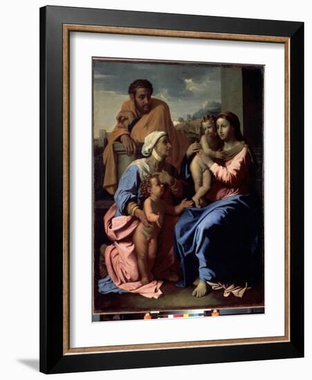 The Holy Family with John the Baptist and Saint Elizabeth, 1655-Nicolas Poussin-Framed Giclee Print