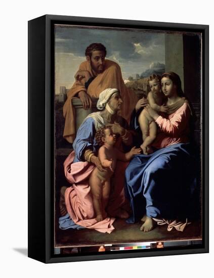 The Holy Family with John the Baptist and Saint Elizabeth, 1655-Nicolas Poussin-Framed Premier Image Canvas