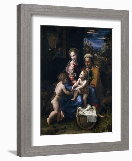 The Holy Family with John the Baptist and Saint Elizabeth (La Perl)-Raphael-Framed Giclee Print