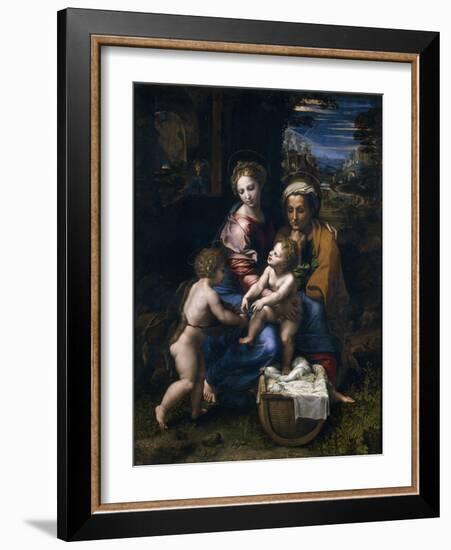 The Holy Family with John the Baptist and Saint Elizabeth (La Perl)-Raphael-Framed Giclee Print