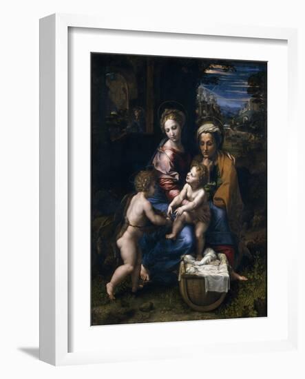 The Holy Family with John the Baptist and Saint Elizabeth (La Perl)-Raphael-Framed Giclee Print