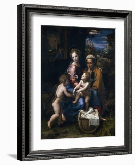 The Holy Family with John the Baptist and Saint Elizabeth (La Perl)-Raphael-Framed Giclee Print