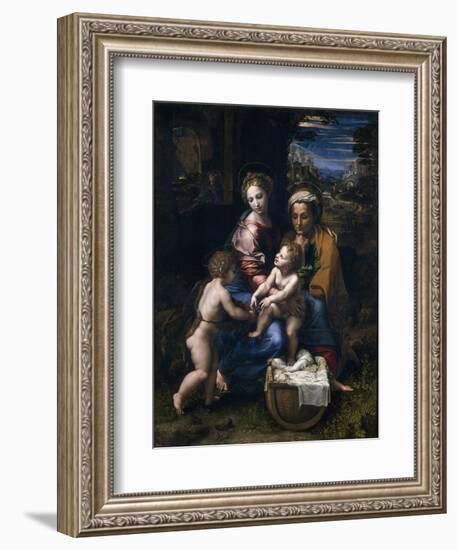 The Holy Family with John the Baptist and Saint Elizabeth (La Perl)-Raphael-Framed Giclee Print