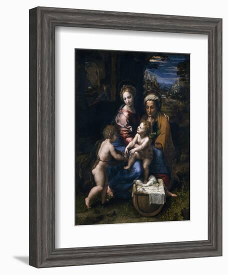 The Holy Family with John the Baptist and Saint Elizabeth (La Perl)-Raphael-Framed Giclee Print