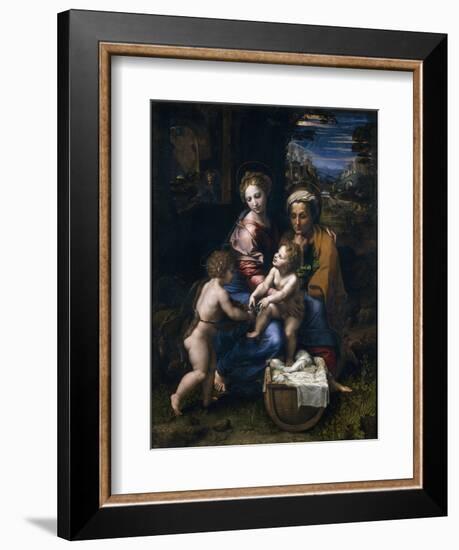 The Holy Family with John the Baptist and Saint Elizabeth (La Perl)-Raphael-Framed Giclee Print