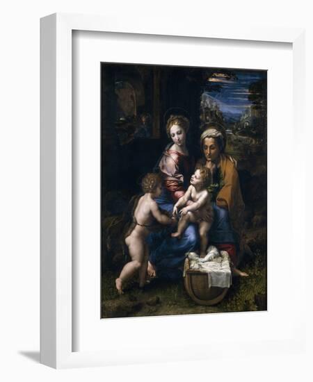 The Holy Family with John the Baptist and Saint Elizabeth (La Perl)-Raphael-Framed Giclee Print