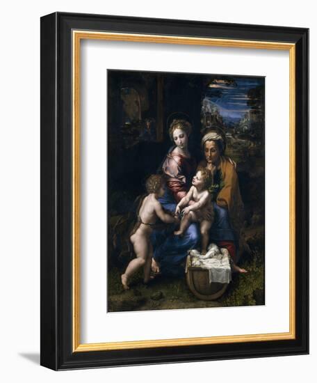 The Holy Family with John the Baptist and Saint Elizabeth (La Perl)-Raphael-Framed Giclee Print