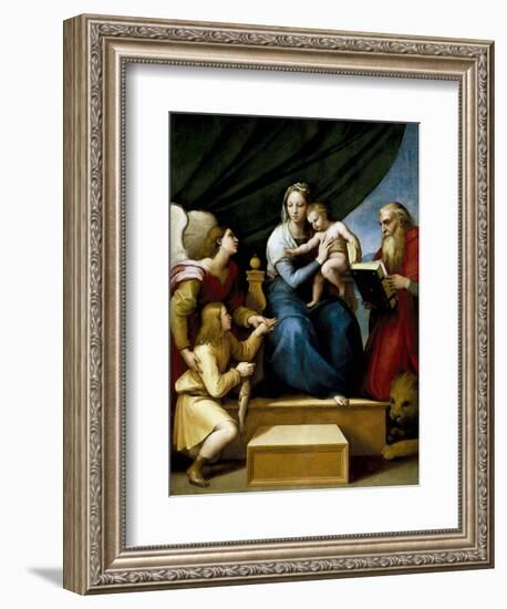 The Holy Family with Raphael, Tobias and Saint Jerome, or the Virgin with a Fish, 1513-1514-Raphael-Framed Giclee Print