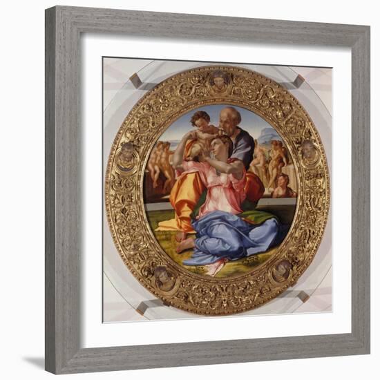 The Holy Family with Saint John (Tondo Doni), C. 1503-04-Michelangelo-Framed Giclee Print