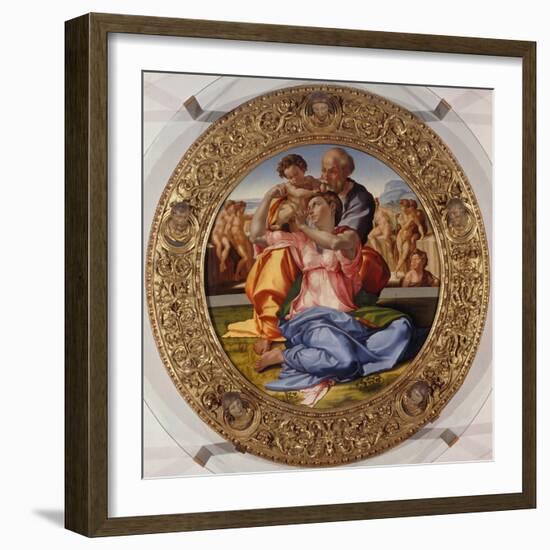 The Holy Family with Saint John (Tondo Doni), C. 1503-04-Michelangelo-Framed Giclee Print