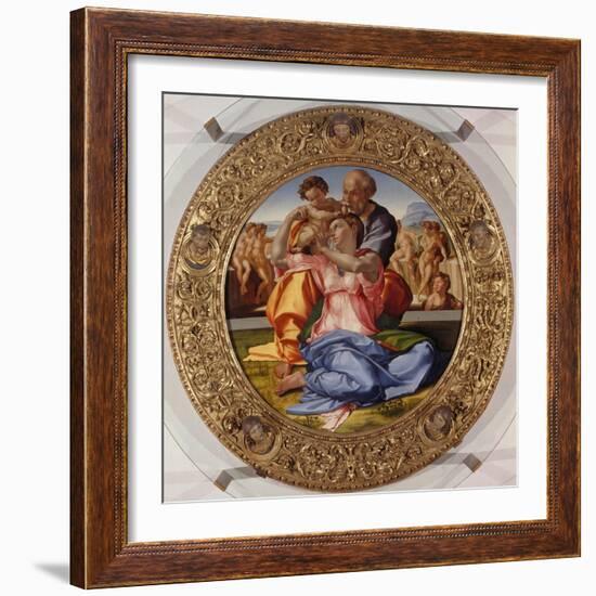 The Holy Family with Saint John (Tondo Doni), C. 1503-04-Michelangelo-Framed Giclee Print