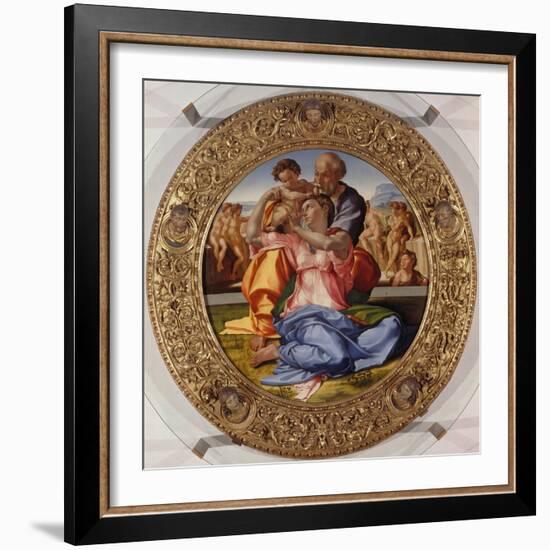 The Holy Family with Saint John (Tondo Doni), C. 1503-04-Michelangelo-Framed Giclee Print