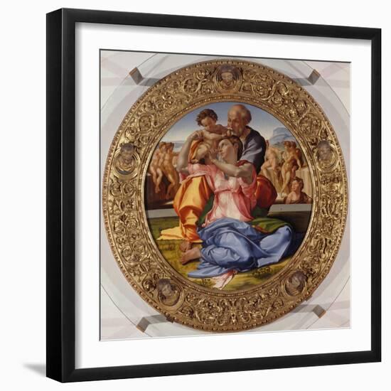 The Holy Family with Saint John (Tondo Doni), C. 1503-04-Michelangelo-Framed Giclee Print