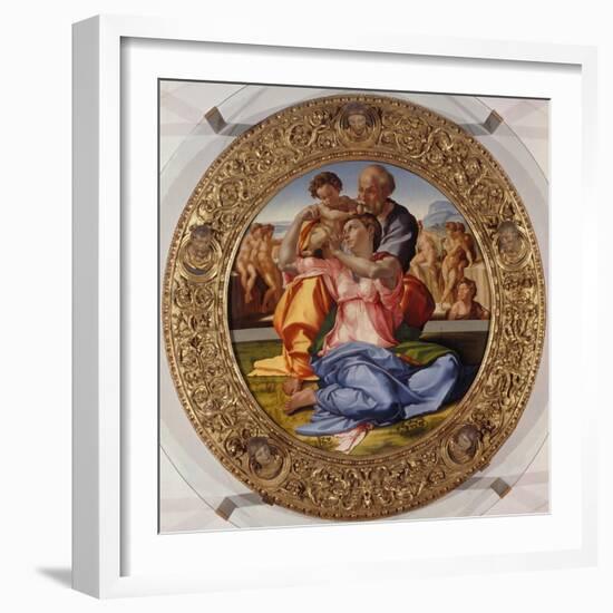 The Holy Family with Saint John (Tondo Doni), C. 1503-04-Michelangelo-Framed Giclee Print