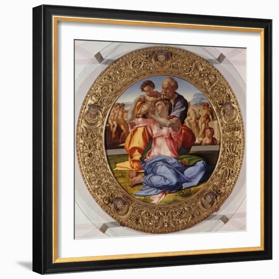 The Holy Family with Saint John (Tondo Doni), C. 1503-04-Michelangelo-Framed Giclee Print