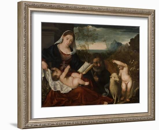 The Holy Family with Saint John-Tiziano Vecelli Titian-Framed Giclee Print