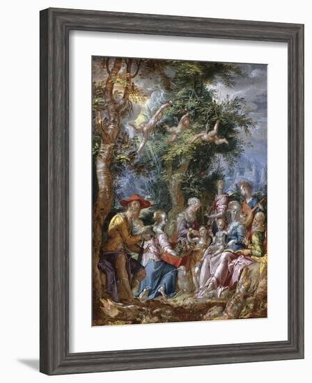 The Holy Family with Saints and Angels-Joachim Wtewael-Framed Giclee Print