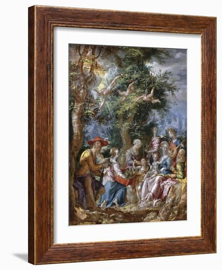 The Holy Family with Saints and Angels-Joachim Wtewael-Framed Giclee Print