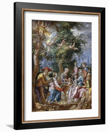 The Holy Family with Saints and Angels-Joachim Wtewael-Framed Giclee Print