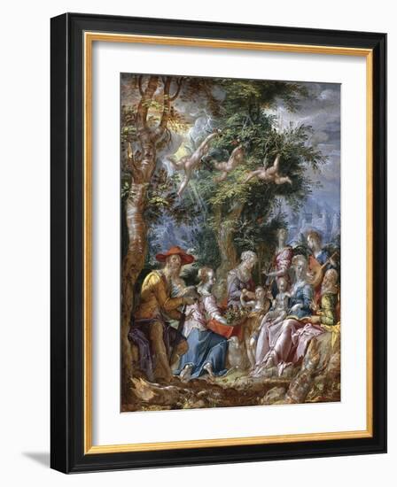 The Holy Family with Saints and Angels-Joachim Wtewael-Framed Giclee Print