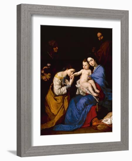 The Holy Family with Saints Anne and Catherine of Alexandria, 1648-Jusepe de Ribera-Framed Giclee Print