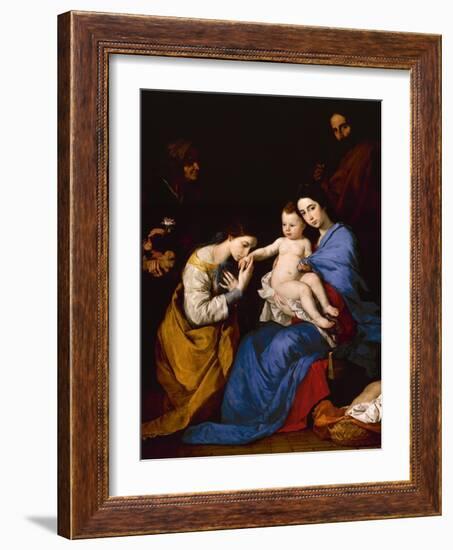 The Holy Family with Saints Anne and Catherine of Alexandria, 1648-Jusepe de Ribera-Framed Giclee Print