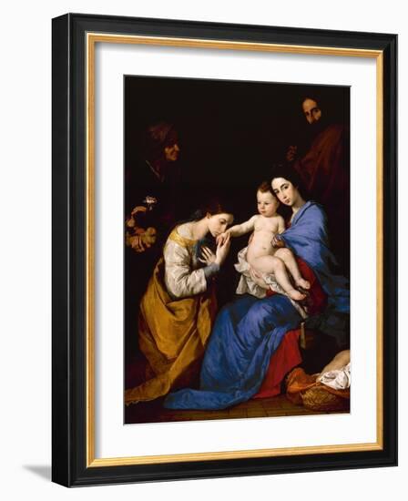 The Holy Family with Saints Anne and Catherine of Alexandria, 1648-Jusepe de Ribera-Framed Giclee Print