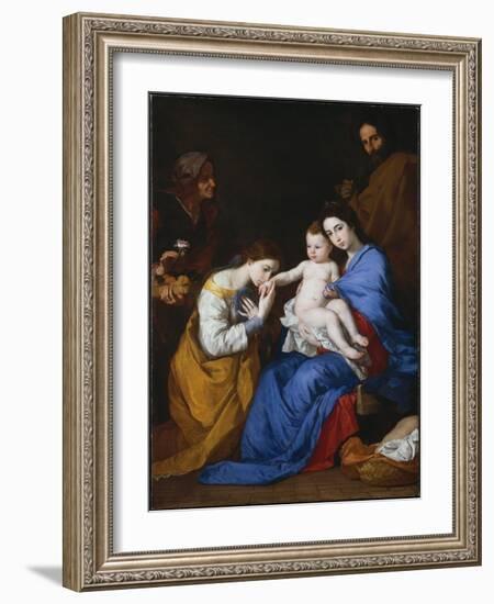 The Holy Family with Saints Anne and Catherine of Alexandria, 1648-Jusepe de Ribera-Framed Giclee Print