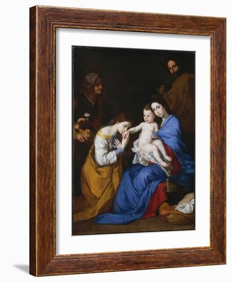 The Holy Family with Saints Anne and Catherine of Alexandria, 1648-Jusepe de Ribera-Framed Giclee Print