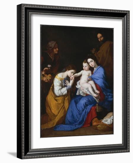 The Holy Family with Saints Anne and Catherine of Alexandria, 1648-Jusepe de Ribera-Framed Giclee Print