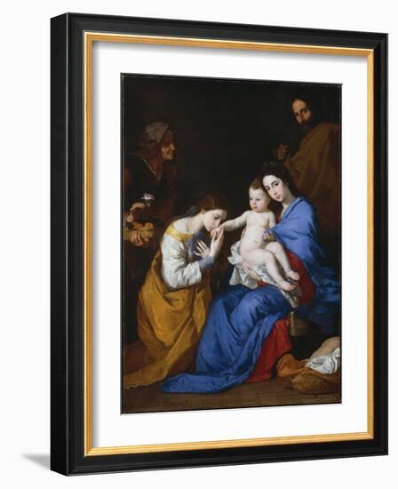 The Holy Family with Saints Anne and Catherine of Alexandria, 1648-Jusepe de Ribera-Framed Giclee Print