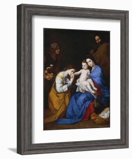 The Holy Family with Saints Anne and Catherine of Alexandria, 1648-Jusepe de Ribera-Framed Giclee Print