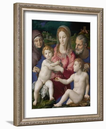 The Holy Family with Saints Anne and John the Baptist, 1546-Agnolo Bronzino-Framed Giclee Print