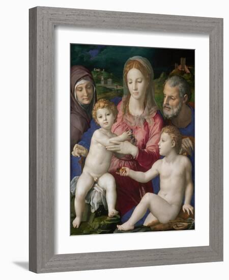 The Holy Family with Saints Anne and John the Baptist, 1546-Agnolo Bronzino-Framed Giclee Print