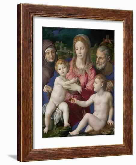 The Holy Family with Saints Anne and John the Baptist, 1546-Agnolo Bronzino-Framed Giclee Print