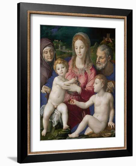 The Holy Family with Saints Anne and John the Baptist, 1546-Agnolo Bronzino-Framed Giclee Print