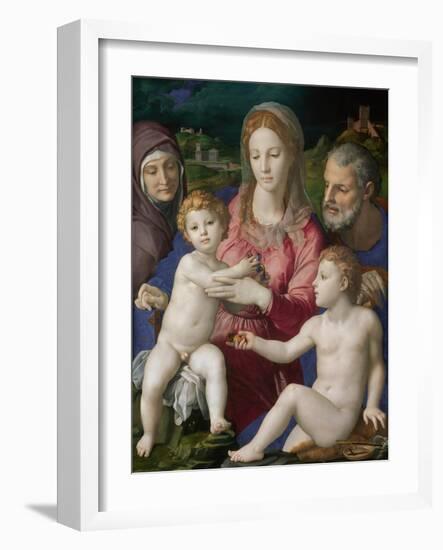 The Holy Family with Saints Anne and John the Baptist, 1546-Agnolo Bronzino-Framed Giclee Print