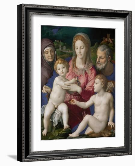 The Holy Family with Saints Anne and John the Baptist, 1546-Agnolo Bronzino-Framed Giclee Print