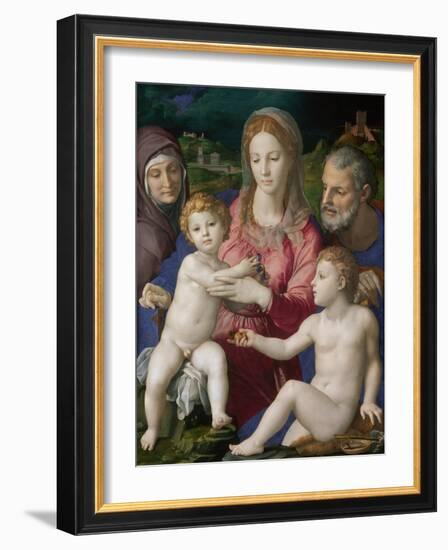 The Holy Family with Saints Anne and John the Baptist, 1546-Agnolo Bronzino-Framed Giclee Print