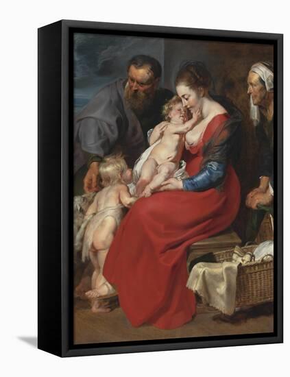 The Holy Family with Saints Elizabeth and John the Baptist, C.1615-Peter Paul Rubens-Framed Premier Image Canvas