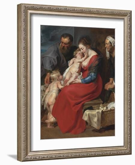 The Holy Family with Saints Elizabeth and John the Baptist, C.1615-Peter Paul Rubens-Framed Giclee Print