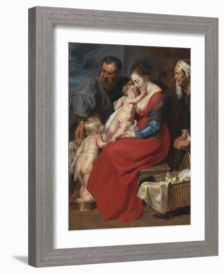 The Holy Family with Saints Elizabeth and John the Baptist, C.1615-Peter Paul Rubens-Framed Giclee Print