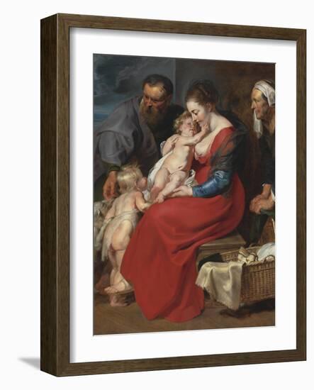 The Holy Family with Saints Elizabeth and John the Baptist, C.1615-Peter Paul Rubens-Framed Giclee Print