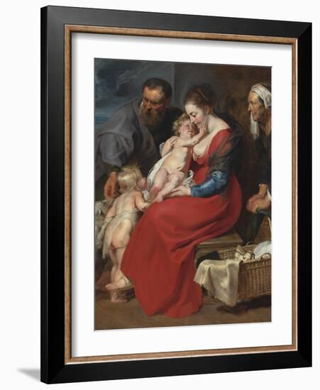 The Holy Family with Saints Elizabeth and John the Baptist, C.1615-Peter Paul Rubens-Framed Giclee Print