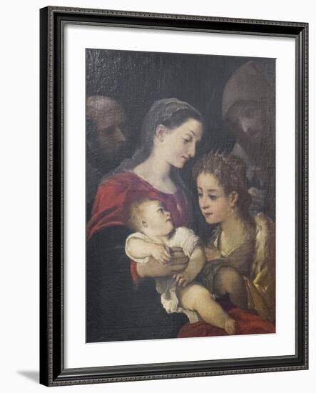 The Holy Family with Saints Francis and Catherine of Alexandria, C.1589-92-Lodovico Carracci-Framed Giclee Print