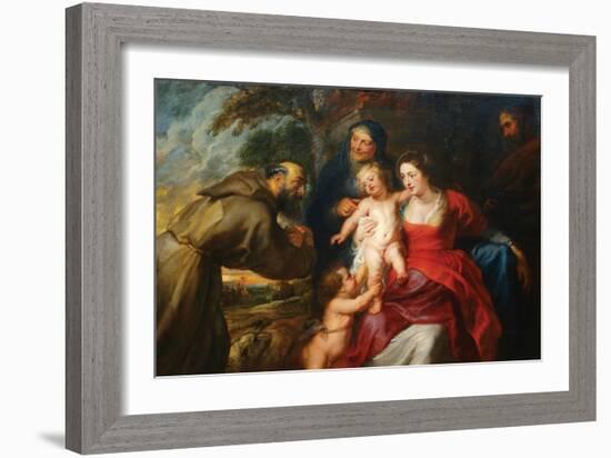 The Holy Family with Saints Francis and Infant St. John the Baptist-Peter Paul Rubens-Framed Art Print