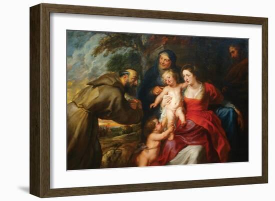 The Holy Family with Saints Francis and Infant St. John the Baptist-Peter Paul Rubens-Framed Art Print