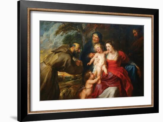 The Holy Family with Saints Francis and Infant St. John the Baptist-Peter Paul Rubens-Framed Art Print